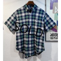 POLO RALPH LAUREN【ラルフローレン】【CLASSIC FIT】ビンテージ【紺ｘ緑ｘ白】【クラシックフィット】【ボタンダウン半袖シャツ】【サイズL】  