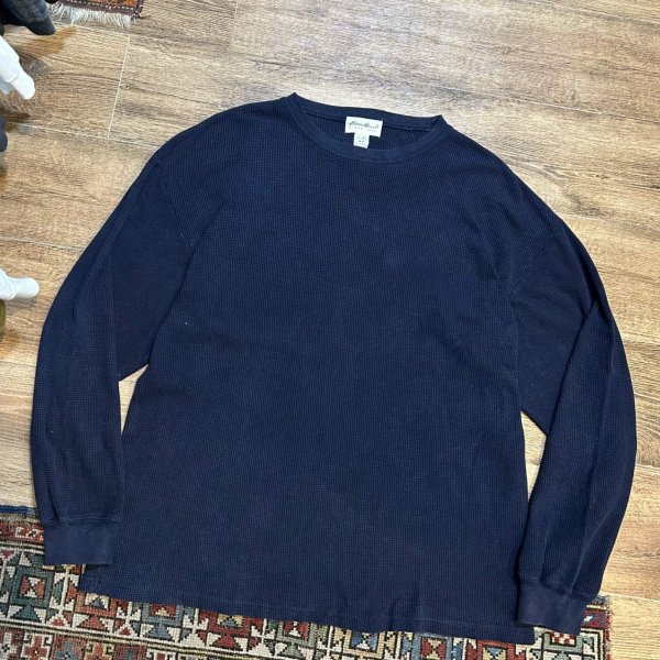 画像1: 90's∼ ビンテージ【Eddie Bauer】【エディーバウアー】【紺色】【無地】【サーマルロンT】【サイズM】 