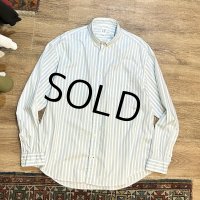 【ビンテージ】【オールドギャップ】【GAP】The BIG Shirt【白ｘ水色】ストライプ【コットンボタンダウンシャツ】【サイズM】 