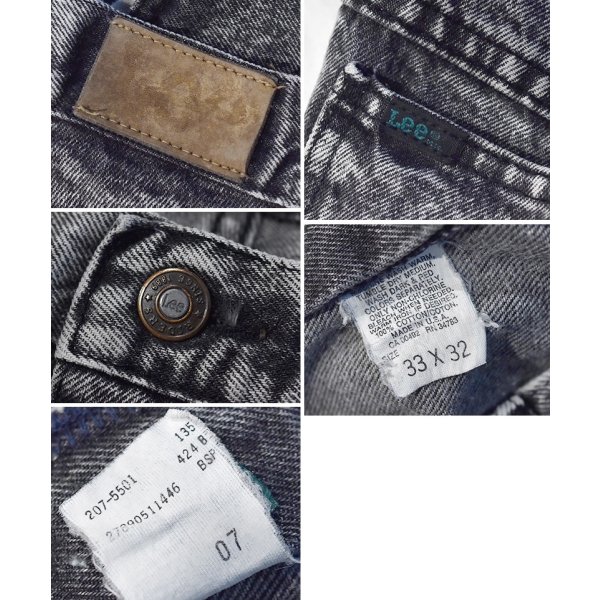 画像3: 【USA製】【ビンテージ】【Lee】【リー】【ブラック】【ケミカルウォッシュ】1タック【デニムパンツ】【33×32】 