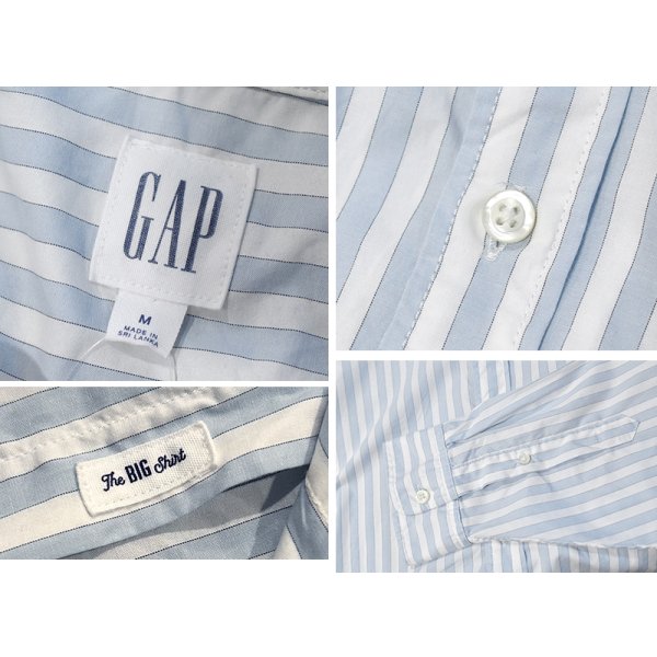 画像2: 【ビンテージ】【オールドギャップ】【GAP】The BIG Shirt【白ｘ水色】ストライプ【コットンボタンダウンシャツ】【サイズM】 