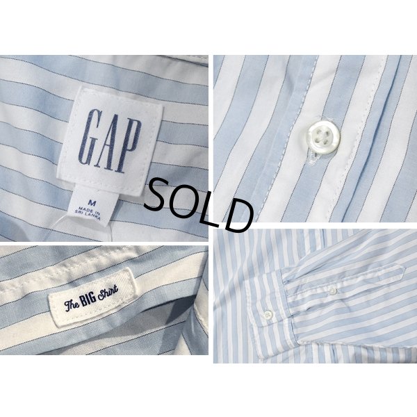 画像2: 【ビンテージ】【オールドギャップ】【GAP】The BIG Shirt【白ｘ水色】ストライプ【コットンボタンダウンシャツ】【サイズM】 