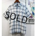 ビンテージ【パタゴニア】patagonia 白ｘ水色ｘグレーｘ紫 チェック オーガニックコットン 半袖シャツ【サイズＸL】 