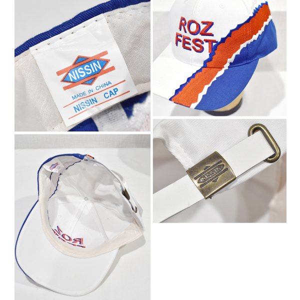 画像2: ビンテージ【NISSIN CAP】【ROZ FEST】【白×赤×青】【BBキャップ】 