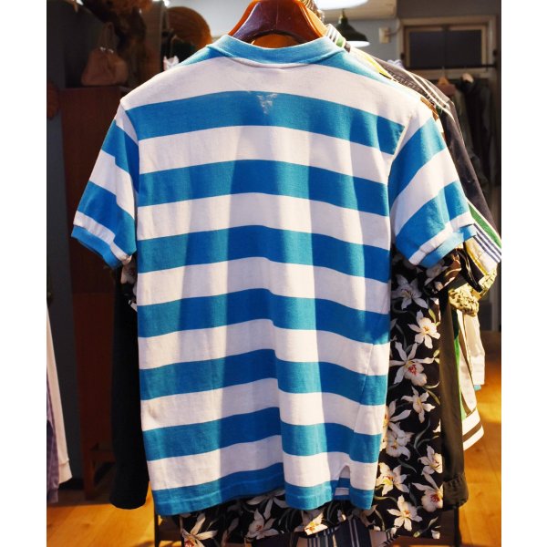 画像3: USA製【ビンテージ】【Islander】【アイランダー】水色ｘ白【ボーダー柄】【ヘンリーネックTシャツ】【サイズＬ】 