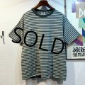 【ビンテージ】【BASIC EDITIONS】ベーシックエディションズ【オリーブグリーンｘグレー】【ボーダー】【Tシャツ】【サイズL程度】 