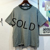 【ビンテージ】【BASIC EDITIONS】ベーシックエディションズ【オリーブグリーンｘグレー】【ボーダー】【Tシャツ】【サイズL程度】 