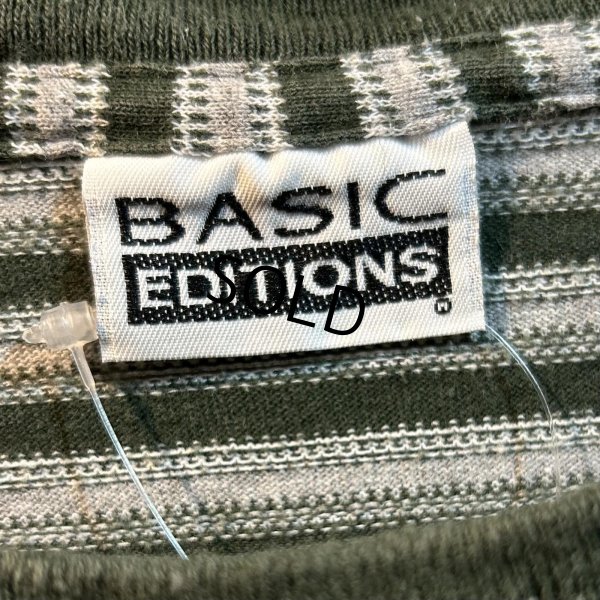 画像2: 【ビンテージ】【BASIC EDITIONS】ベーシックエディションズ【オリーブグリーンｘグレー】【ボーダー】【Tシャツ】【サイズL程度】 