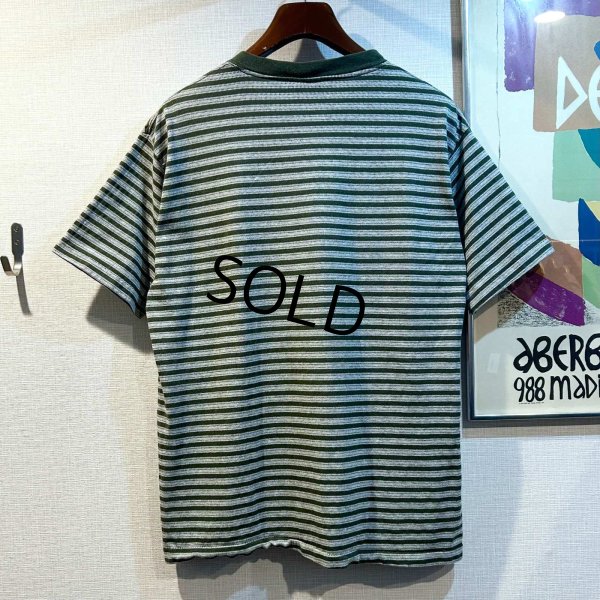 画像3: 【ビンテージ】【BASIC EDITIONS】ベーシックエディションズ【オリーブグリーンｘグレー】【ボーダー】【Tシャツ】【サイズL程度】 