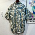 画像3: ビンテージ【Expressions internnational】【ブルーグレーｘ黄ｘ茶】総柄【レーヨンシャツ】半袖シャツ サイズＭ<br> (3)