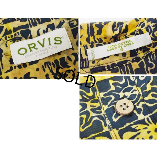 画像2: 【ORVIS】オービス 【紺×黄色】【コットン半袖シャツ】アロハシャツ【半袖開襟シャツ】【サイズＳ】 