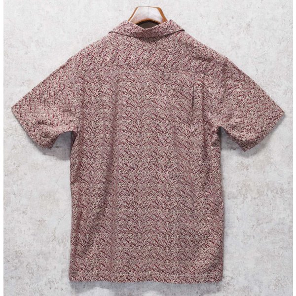 画像3: ビンテージ【エディーバウアー】【Eddie Bauer】【エンジ×生成り】【総柄】【リネン×コットン】【半袖シャツ】【開襟シャツ】【サイズS】 