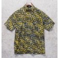 画像1: 【ORVIS】オービス 【紺×黄色】【コットン半袖シャツ】アロハシャツ【半袖開襟シャツ】【サイズＳ】<br> (1)