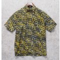 【ORVIS】オービス 【紺×黄色】【コットン半袖シャツ】アロハシャツ【半袖開襟シャツ】【サイズＳ】 
