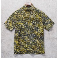 【ORVIS】オービス 【紺×黄色】【コットン半袖シャツ】アロハシャツ【半袖開襟シャツ】【サイズＳ】 