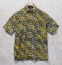 【ORVIS】オービス 【紺×黄色】【コットン半袖シャツ】アロハシャツ【半袖開襟シャツ】【サイズＳ】 