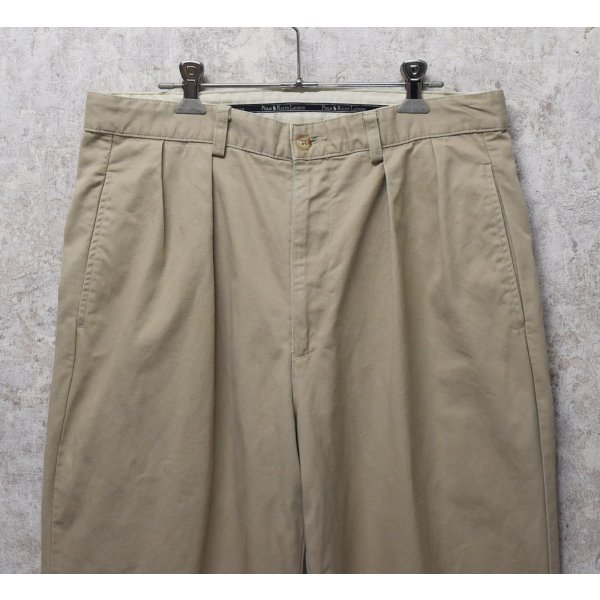 画像3: 【USA製】【ラルフローレン】POLO RALPH LAUREN【ベージュ】【2タック】【コットンパンツ】【34×31】 