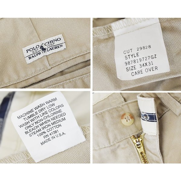 画像2: 【USA製】【ラルフローレン】POLO RALPH LAUREN【ベージュ】【2タック】【コットンパンツ】【34×31】 