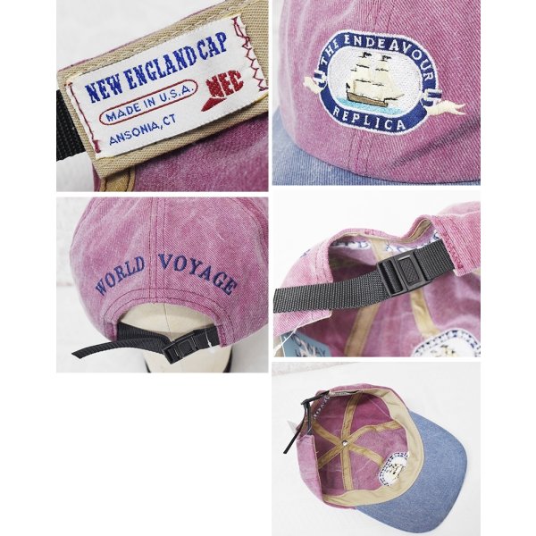 画像2: 【USA製】【New England Cap】【エンジ×グレー】【the endeavour】【WORD VOYAGE】【BBキャップ】  