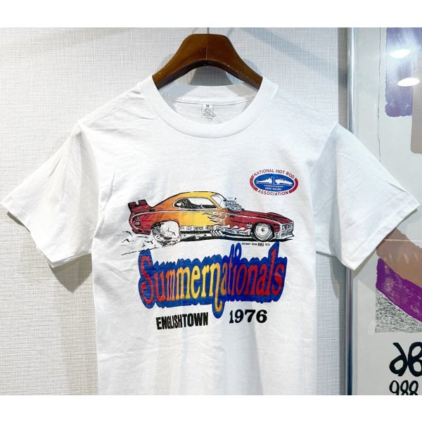 画像1: 【デッドストック】 【70's】【USA製】NHRA【ビンテージ】【Summer nationals】【車】プリント【白】【Tシャツ】【サイズM】 