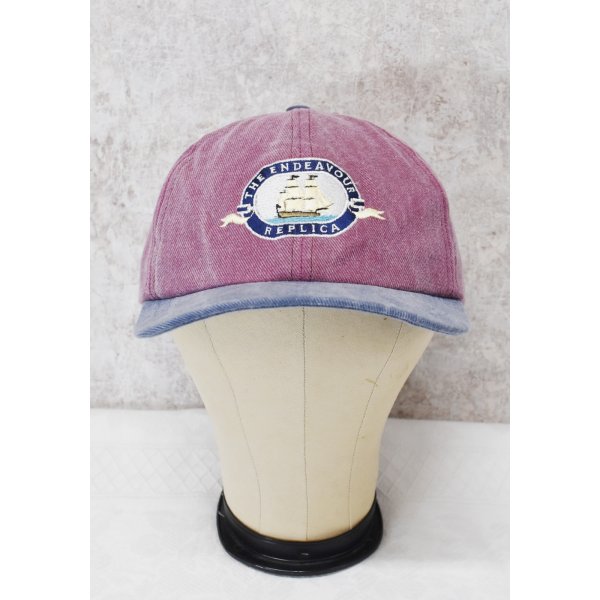 画像1: 【USA製】【New England Cap】【エンジ×グレー】【the endeavour】【WORD VOYAGE】【BBキャップ】  