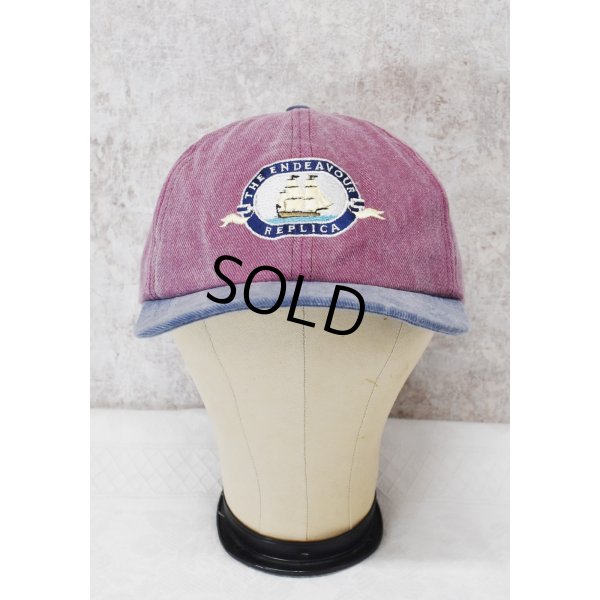 画像1: 【USA製】【New England Cap】【エンジ×グレー】【the endeavour】【WORD VOYAGE】【BBキャップ】  