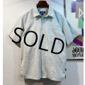 【パタゴニア】patagonia【ベージュ×水色ｘグレー】【チェック柄】シアサッカー【半袖シャツ】【チェックシャツ】【サイズM】 