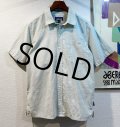 【パタゴニア】patagonia【ベージュ×水色ｘグレー】【チェック柄】シアサッカー【半袖シャツ】【チェックシャツ】【サイズM】 