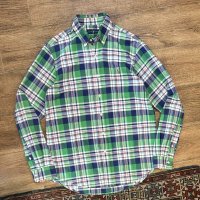POLO RALPH LAUREN【ラルフローレン】ビンテージ【緑ｘ紺ｘ白】【マドラスチェック】【ボタンダウン半シャツ】【サイズM】  