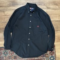 【CHAPS】チャップス【ラルフローレン】【POLO ralph lauren】胸刺繍入り 黒 ブラック ヘリンボーン生地【コットンシャツ】【サイズM】 