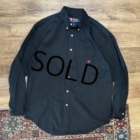 【CHAPS】チャップス【ラルフローレン】【POLO ralph lauren】胸刺繍入り 黒 ブラック ヘリンボーン生地【コットンシャツ】【サイズM】 