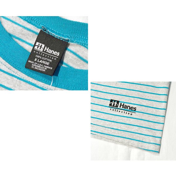 画像2: 【ビンテージ】【Hanes】ヘインズ【グレーｘエメラルド】ボーダー【Tシャツ】【サイズＸＬ】 