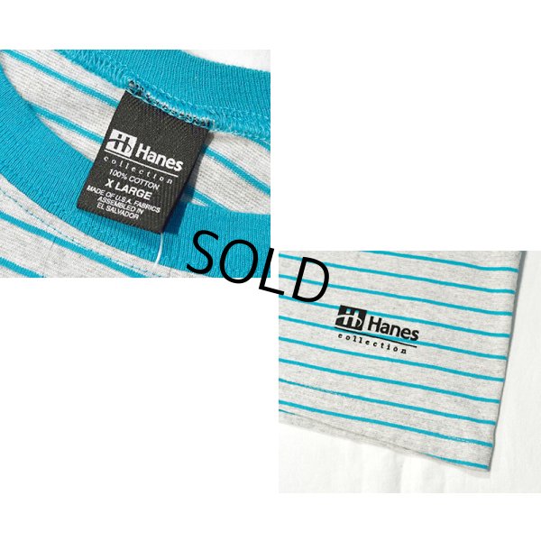 画像2: 【ビンテージ】【Hanes】ヘインズ【グレーｘエメラルド】ボーダー【Tシャツ】【サイズＸＬ】 