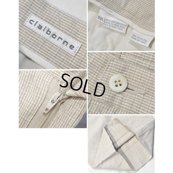 画像3: ビンテージ【Claiborne】【クレイボーン】【ベージュチェック】【2タック】コットンスラックス【コットンパンツ】【32L】