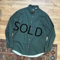 【ビンテージ】【DOCKERS】ドッカーズ【小紋柄】【緑色】【ボタンダウンシャツ】【サイズM】