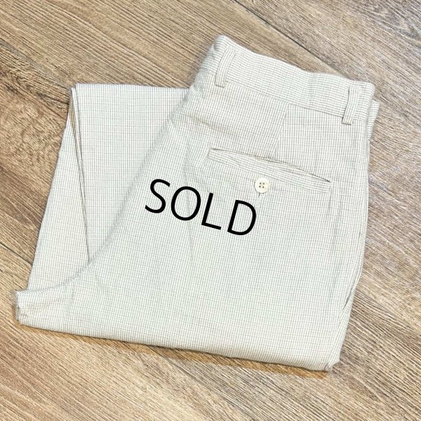 画像1: ビンテージ【Claiborne】【クレイボーン】【ベージュチェック】【2タック】コットンスラックス【コットンパンツ】【32L】 