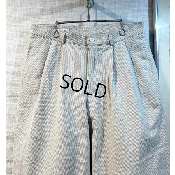 画像4: ビンテージ【Claiborne】【クレイボーン】【ベージュチェック】【2タック】コットンスラックス【コットンパンツ】【32L】