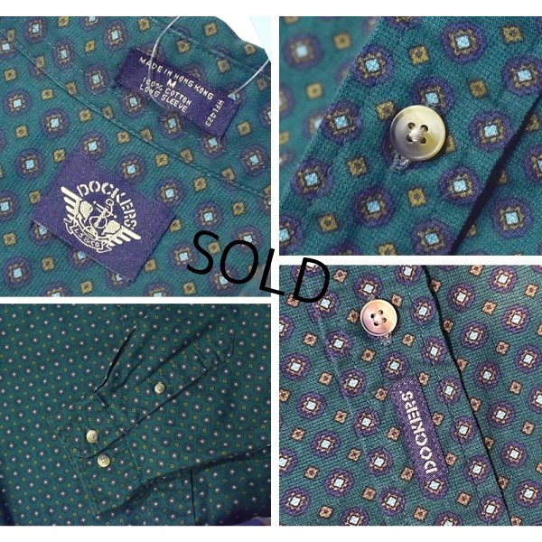 画像2: 【ビンテージ】【DOCKERS】ドッカーズ【小紋柄】【緑色】【ボタンダウンシャツ】【サイズM】 