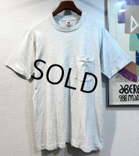 90's【USA製】 ビンテージ【FRUIT OF THE LOOM 】フルーツオブザルーム【グレー】【無地】【ポケット付き】【 Tシャツ】ポケT【サイズL】 