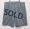 ビンテージ【Eddie Bauer】エディーバウアー 【紺×緑チェック】【２タック】【リネンコットンショーツ】【短パン】【W36】 