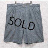 ビンテージ【Eddie Bauer】エディーバウアー 【紺×緑チェック】【２タック】【リネンコットンショーツ】【短パン】【W36】 