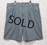 ビンテージ【Eddie Bauer】エディーバウアー 【紺×緑チェック】【２タック】【リネンコットンショーツ】【短パン】【W36】 
