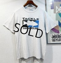 ビンテージ【TACLE WAREHOUSE】魚 バス釣り ブラックバス【霜降りグレー】Tシャツ【サイズL】 