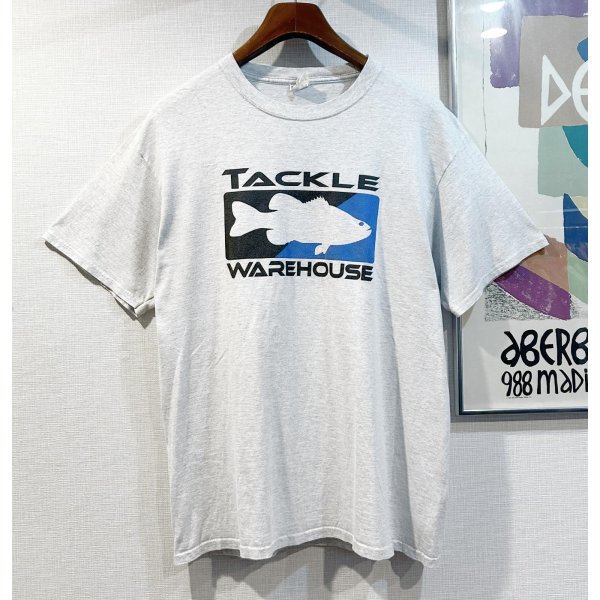 画像1: ビンテージ【TACLE WAREHOUSE】魚 バス釣り ブラックバス【霜降りグレー】Tシャツ【サイズL】 