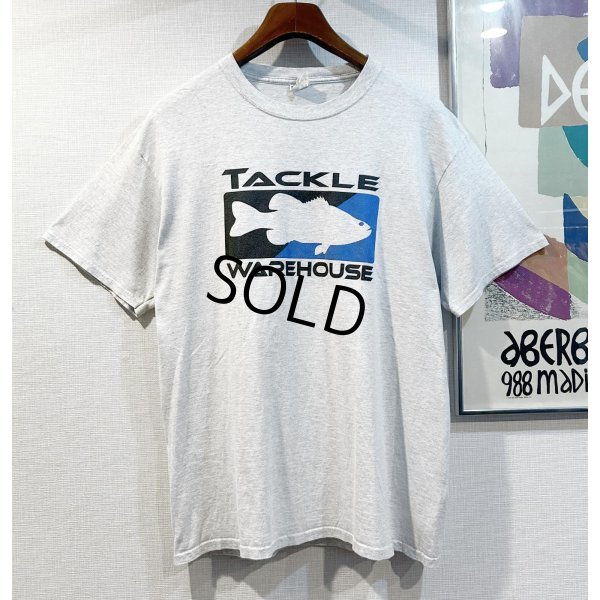 画像1: ビンテージ【TACLE WAREHOUSE】魚 バス釣り ブラックバス【霜降りグレー】Tシャツ【サイズL】 