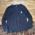 画像1: 【ビンテージ】【カーハート】carhartt【胸ポケット】濃紺【ロンT】ポケT【サイズ L】<br> (1)