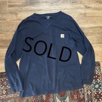 【ビンテージ】【カーハート】carhartt【胸ポケット】濃紺【ロンT】ポケT【サイズ L】 