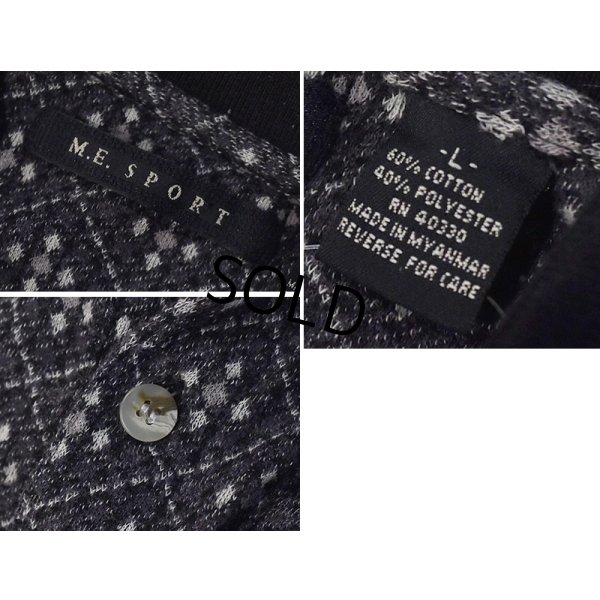 画像2: ビンテージ【M.E.SPORT】【黒ｘグレー】【幾何学模様】【長袖ポロシャツ】【サイズL】 