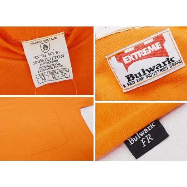 画像2: 【デッドストック】【イングランド製】【Bulwark】【オレンジ】【無地】ポケット付き【Tシャツ】【サイズM】 