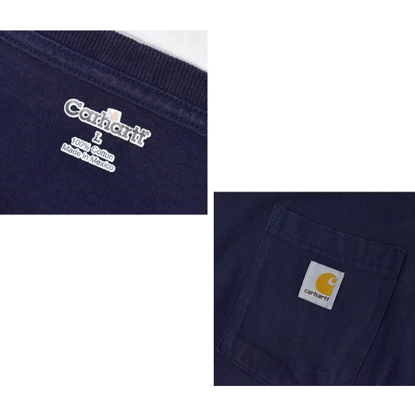 画像2: 【ビンテージ】【カーハート】carhartt【胸ポケット】濃紺【ロンT】ポケT【サイズ L】 